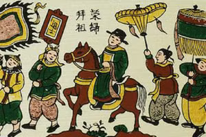 Lễ vinh quy bái tổ của Trạng nguyên thời phong kiến được thể thiện trên tranh dân gian. 