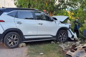 Hiện trường vụ tai nạn giao thông khiến 2 người tử vong.