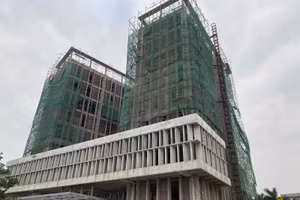 Công trình trụ sở mới Sở Tài chính Nghệ An - nơi xảy ra vụ tai nạn khiến 3 người tử vong, 8 người bị thương.