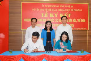 Lễ ký kết giữa Sở Văn hóa - Thể thao và Sở Giáo dục & Đào tạo Nghệ An 