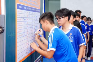 Học sinh Trường THPT Bùi Hữu Nghĩa ký cam kết.