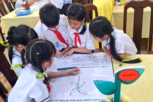 Giáo dục STEM cho HS cấp tiểu học tại Hậu Giang. Ảnh: Thùy Dung.