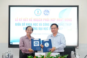 Trường ĐH Đồng Tháp kí kết kế hoạch phối hợp hoạt động khoa học và công nghệ với Sở KH&CN Đồng Tháp.