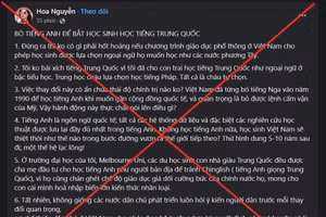 Một trong những hình ảnh xuyên tạc Quyết định phê duyệt SGK tiếng Trung Quốc lớp 3, lớp 4.