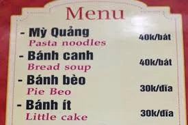 Menu hài hước khi nhờ "chị Google" dịch từ Việt sang Anh