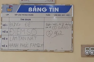 Bảng tin với lời nhắn nhủ của học sinh.