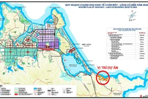 Vị trí (khoanh đỏ) nghiên cứu thực hiện Dự án khu du lịch sinh thái Bãi Cả. Ảnh: UBND tỉnh Thừa Thiên - Huế
