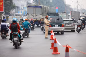 CSGT làm nhiệm vụ dịp Tết Dương lịch 2024.