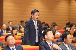 Phó Chủ tịch UBND TP Hà Nội - Dương Đức Tuấn trả lời chất vấn.