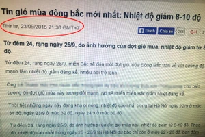 Thực hư tin “gió mùa khiến HN đột ngột giảm 10 độ C“