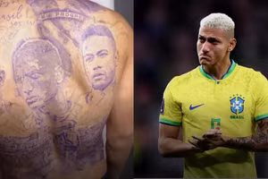 Tiền đạo Brazil xăm hình Ronaldo, Neymar trên lưng 