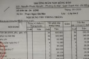 Trường MN Hồng Đào (quận Thanh Khê, TP Đà Nẵng): Phụ huynh bức xúc nhiều khoản thu