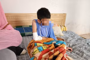 Em N. đang chờ phẫu thuật lần 2. (Ảnh: TT)