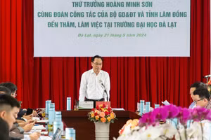 Thứ trưởng Bộ GD&ĐT Hoàng Minh Sơn phát biểu. (Ảnh: BH)