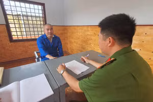 Lê Văn Quyết tại cơ quan điều tra. (Ảnh: TT)