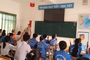 Học sinh Trường THPT Nguyễn Chí Thanh (Đắk Lắk) trong 1 tiết học sau Tết Nguyên đán. (Ảnh: TT)