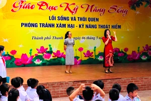 Trường Tiểu học Minh Khai 1, TP Thanh Hóa tổ chức Giáo dục kỹ năng sống cho học sinh. Ảnh: Nhà trường cung cấp.