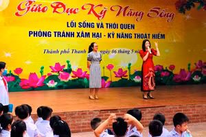 Trường Tiểu học Minh Khai 1, TP Thanh Hóa tổ chức Giáo dục kỹ năng sống cho học sinh. Ảnh: Nhà trường cung cấp.