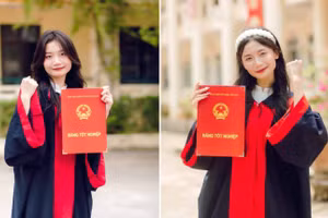 Cặp song sinh Lương Thị Đào (phải) Lương Thị Mai (trái). Ảnh: NVCC.