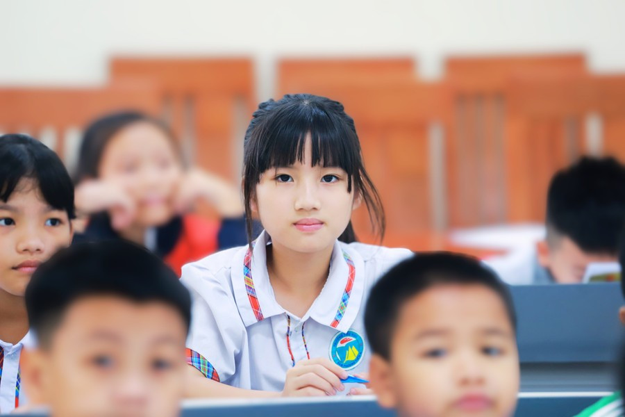 Học sinh Trường Tiểu học Nam Phương Tiến, xã Xuân Mai, Hà Nội. Ảnh: Đình Tuệ.