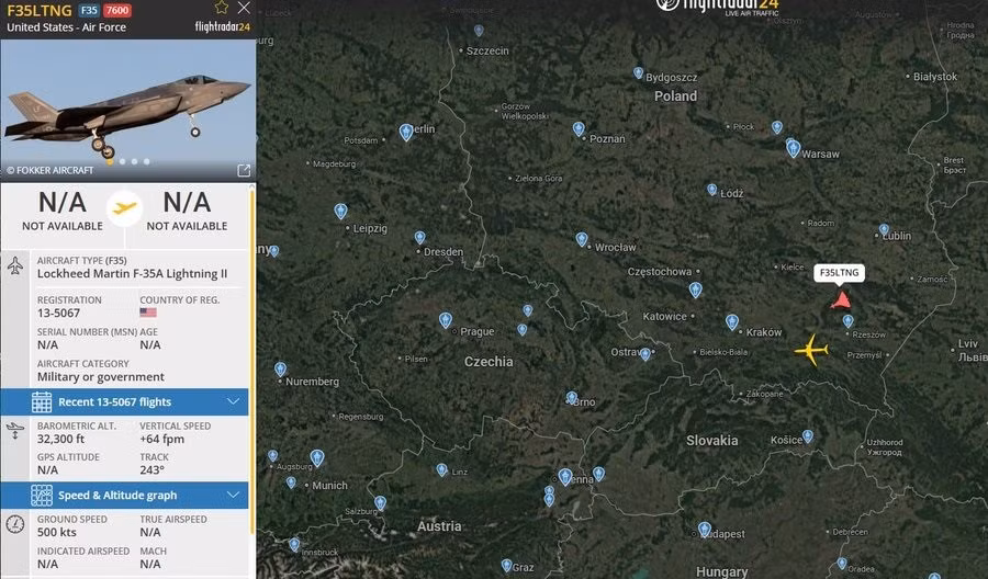 UAV Nga lao sang Ba Lan, F-35 Mỹ lên đánh chặn bị mất liên lạc