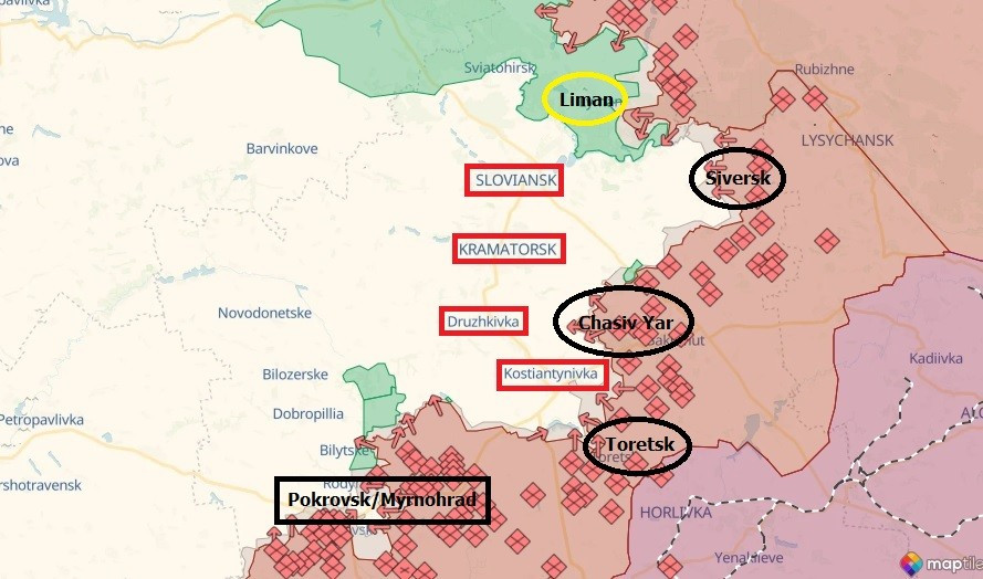 3 đầu cầu của Nga đánh chiếm 4 thành phố ở Donetsk