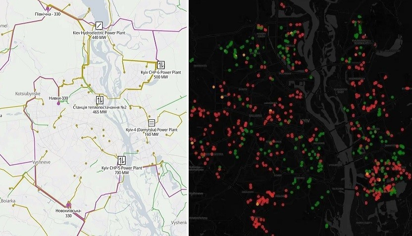Nga lên sơ đồ cắt điện, khiến Kiev chìm trong bóng tối