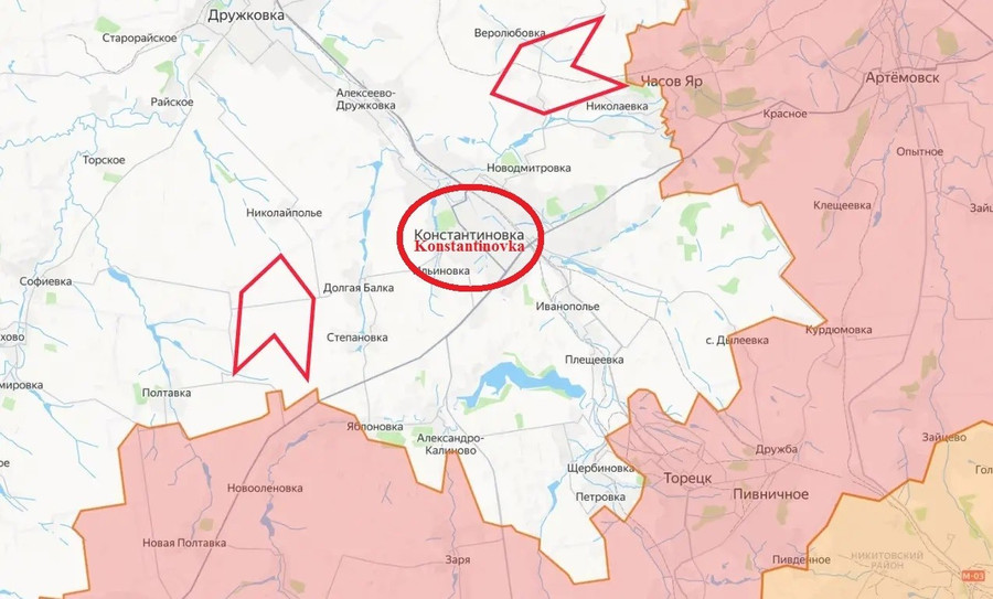 Điểm quyết chiến Konstantinovka có vai trò quyết định đến trục Druzhkovka-Kramatorsk-Slavyansk 4-ba-huong-tan-cong-cua-nga-o-ukraine.jpg