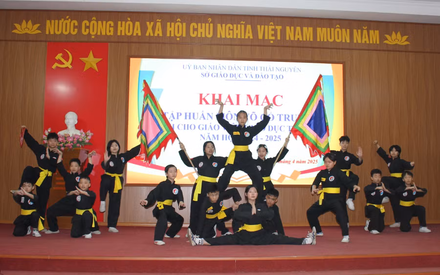 Một tiết mục trình diễn Võ cổ truyền tại chương trình tập huấn.
