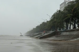 Nhiều nơi ven biển ở Thanh Hoá mưa to kèm gió mạnh.
