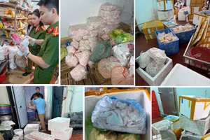 Các loại nguyên liệu và phụ gia bị thu giữ tại cơ sở hộ gia đình bà Nguyễn Thị Nga.