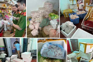 Các loại nguyên liệu và phụ gia bị thu giữ tại cơ sở hộ gia đình bà Nguyễn Thị Nga.