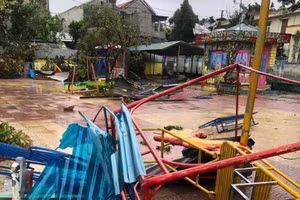 Cơ sở vật chất của Trường Mầm non Hoằng Quý bị hư hỏng.