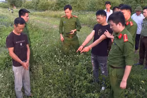 Cơ quan điều tra dựng lại hiện trường vụ xâm phạm mộ vua Lê Túc Tông.