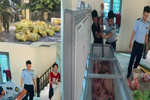 Cơ quan chức năng kiểm tra tang vật tại nhà các đối tượng.