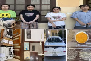 Các đối tượng và tang vật vụ án. (Ảnh: CATH)