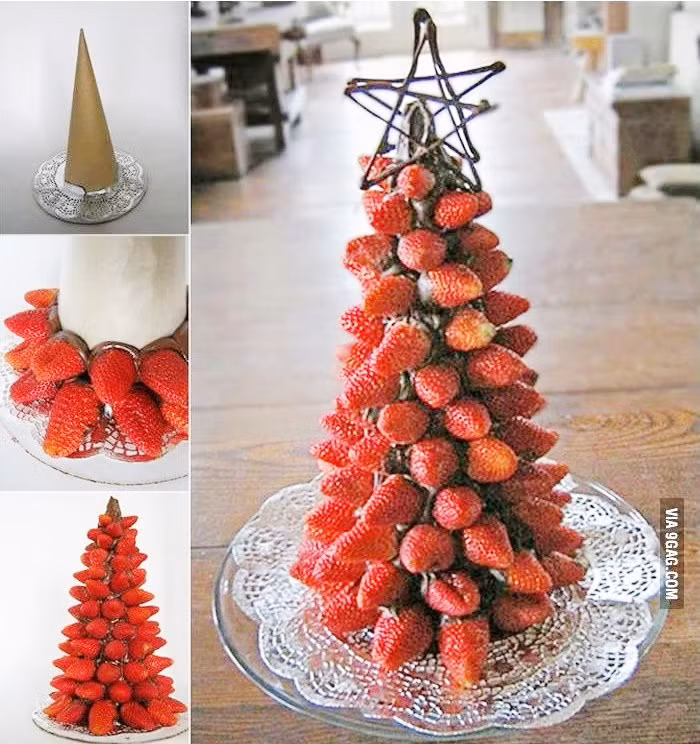 Trang trí bàn tiệc Giáng sinh từ rau củ quả siêu đáng yêu