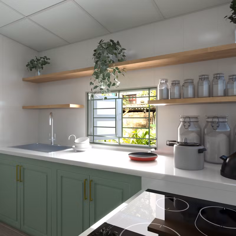 Ngắm không rời mắt căn bếp 9m2 gọn gàng, xinh xắn con gái tặng mẹ