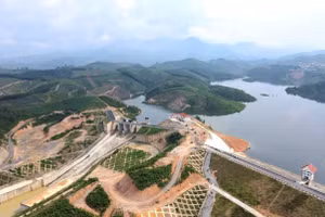 Quang cảnh Dự án hồ chứa nước Cánh Tạng tỉnh Phú Thọ trước lễ khánh thành.