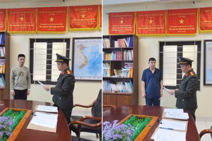 Cơ quan Công an khởi tố Lục Văn Hương và Trần Quốc Nghĩa. Ảnh: Công an tỉnh Phú Thọ