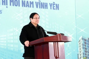 Thủ tướng Chính phủ Phạm Minh Chính phát biểu tại Lễ khởi công công trình nhà ở xã hội Dự án Khu đô thị mới Nam Vĩnh Yên.