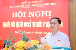 Phó Thủ tướng Chính phủ Bùi Thanh Sơn tiếp xúc cử tri tại huyện Lập Thạch, tỉnh Vĩnh Phúc.