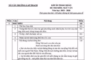 Đáp án tham khảo đề thi môn Ngữ văn vào lớp 10 năm học 2025-2026 tỉnh Vĩnh Phúc.
