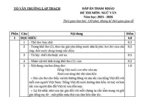 Đáp án tham khảo đề thi môn Ngữ văn vào lớp 10 năm học 2025-2026 tỉnh Vĩnh Phúc.