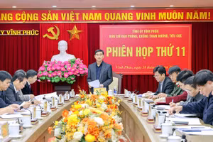 Phiên họp của Ban Chỉ đạo phòng, chống tham nhũng, tiêu cực tỉnh Vĩnh Phúc. (Ảnh: Khánh Linh)