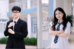 Thủ khoa đầu vào chuyên Toán (trái) và chuyên Địa là học sinh Trường THCS Vĩnh Yên.