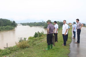 Lãnh đạo UBND huyện Vĩnh Tường kiểm tra thực tế và chỉ đạo đảm bảo hệ thống đê điều.