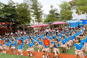 Không khí tựu trường tại Trường Tiểu học Ngô Quyền, phường Vĩnh Phúc, tỉnh Phú Thọ.