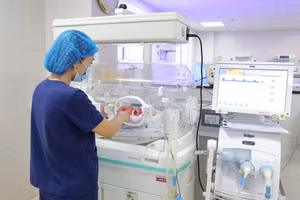 Các y, bác sỹ chăm sóc và theo dõi sức khỏe cho mẹ con sản phụ N.A. Ảnh: Bệnh viện Sản nhi Phú Thọ