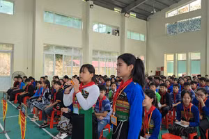 Hoạt động ngoại khóa tại Trường Phổ thông Dân tộc Nội trú THCS Quan Sơn, tỉnh Thanh Hóa. Ảnh: PTDTNT THCS Quan Sơn